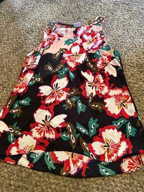 CAbi Girls Floral A-Line Dress in Black, Pink & Green